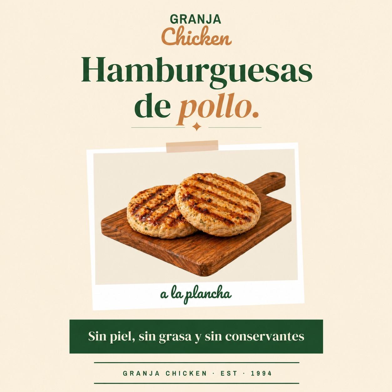 Hamburguesas de pollo de Granja Chicken
